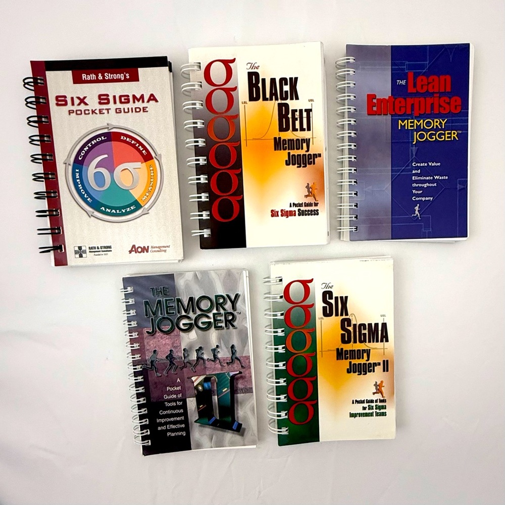 Rath & Strong’s Set of 5 Six Sigma Pocket Guides / Memory Joggers Spiral Bound